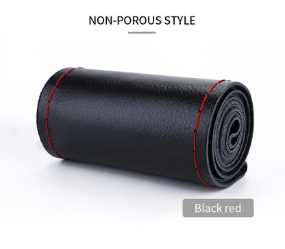 Capa de Volante SEAMETAL de Couro Genuíno com Agulhas e Linha, Trança DIY para Carro, Diâmetro 37-38cm