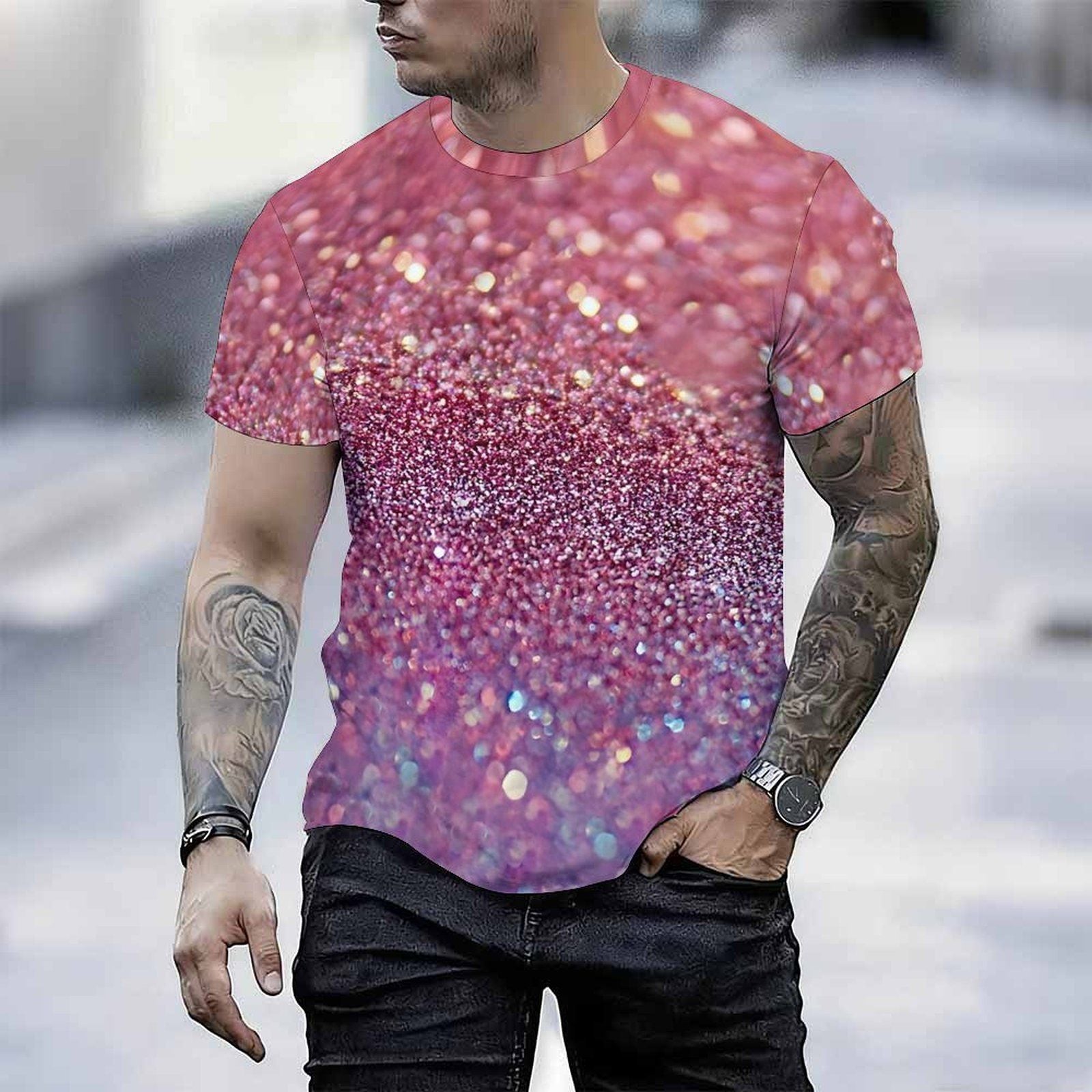 Men Print T Shirt Short Sleeve Crew Neck Casual Summer Fashion Tees Tops For Daily Outdoor Wear
