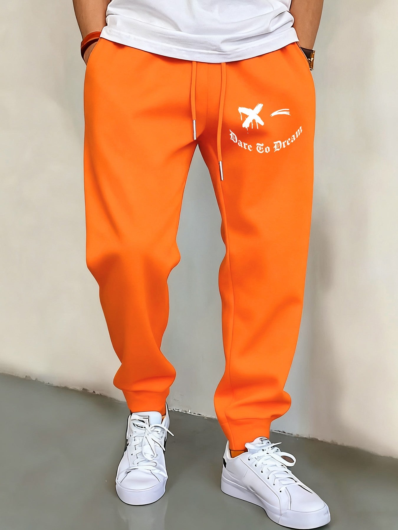 We Will Dare To Dream Design Men'S Elastic Waist Pants Jogger Fleece Drawstring Long Pant Fashion Casual Male Sports Sweatpants