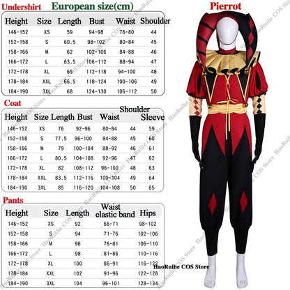 In Stock The Freak Circus Pierrot Clown Full Set Cosplay Costume Wigs Halloween Horror Roleplay Clothing Clothes Unisex Mask Hat