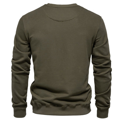 AIOPESON Cotton-blend Mens Crew Neck Solid Color Sweatshirts Pullover Casual Sport Sweatshirt for Men
