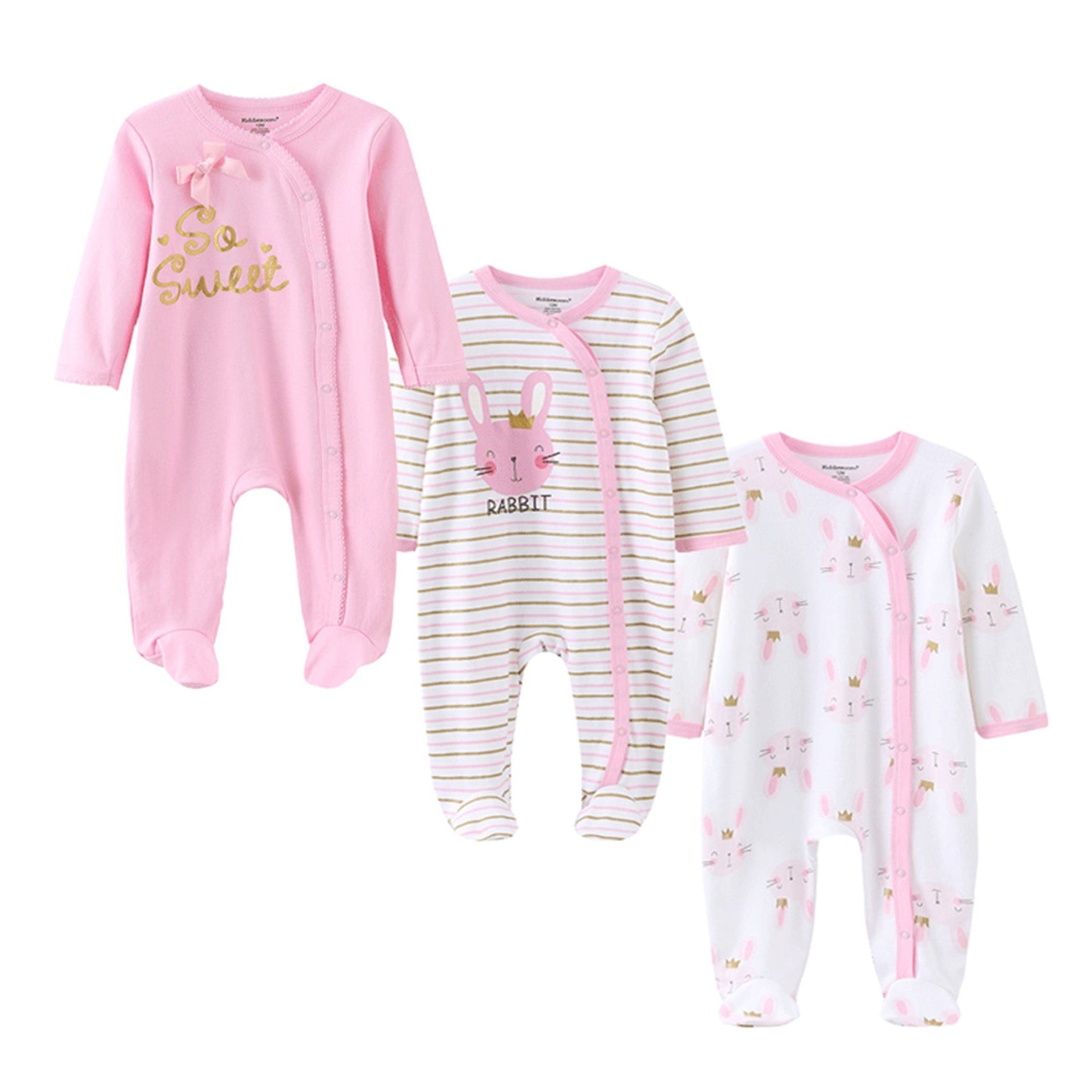 Kiddiezoom 3 Pcs/Lot Autumn Winter Unisex Cartoon Long Sleeve Baby Boy Girl Romper 100%Cotton Soft Newborn Jumpsuits Clothing