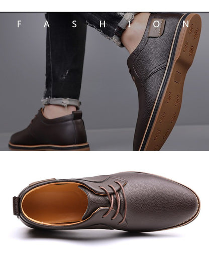 Men's Casual Business Leather Shoes Men Fashion Lace-up Derby Shoe Mens Light Comfortable Outdoor Driving Flats