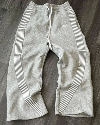 Calça Casual Bordada Cinza Y2k Camuflada Tática Funcional Masculina Feminina Premium Moletom com Cordão