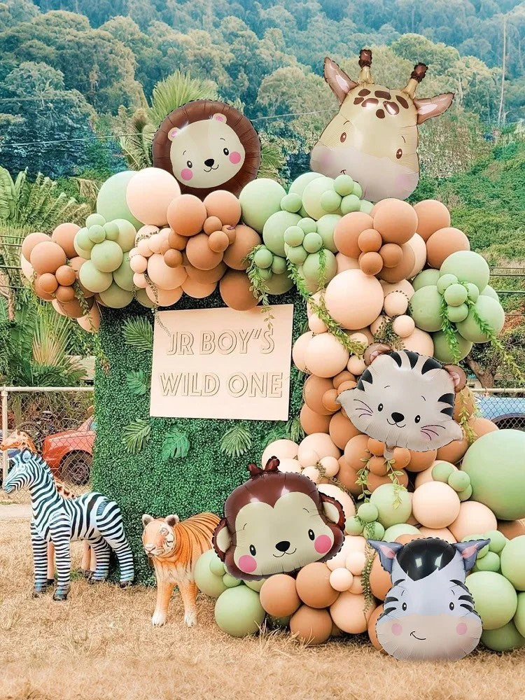 1/5pcs Animal Head Balloon Lion Monkey Tiger Zebra Giraffe Perfect for Birthday Party Decoration, Jungle Party Decoration