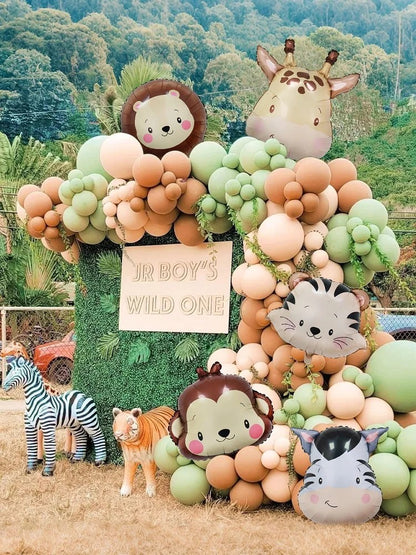 1/5pcs Animal Head Balloon Lion Monkey Tiger Zebra Giraffe Perfect for Birthday Party Decoration, Jungle Party Decoration