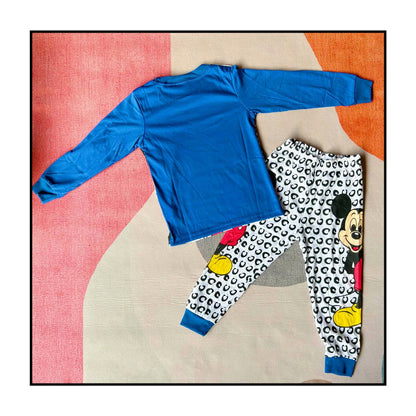 New Spring Autumn Classics Blue Mickey Children's Clothing Sets Girl Boy Sleepwear Clothes Kids Pajamas Set Baby Girls Pyjamas