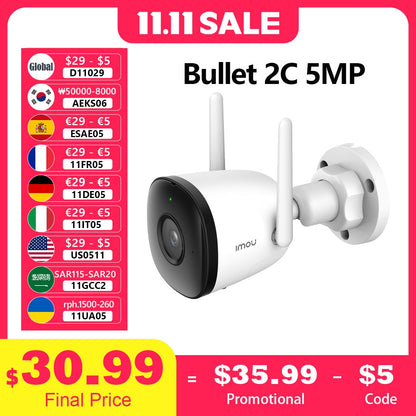 IMOU Outdoor Bullet 2C 5MP Wifi Camera Weatherproof AI Human Detection Outdoor Surveillance ip Camera
