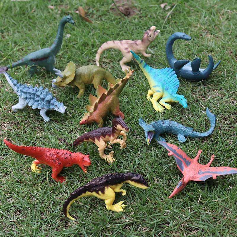 Oenux 12 Peças Pequeno Conjunto Dinossauro Jurássico Brinquedo T-Rex Velociraptor Espinossauro Mosassauro Modelo Coleção Boneco de Ação Brinquedo Infantil