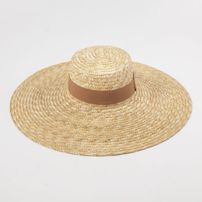New Women Wide Brim Beach Hat Ladies Summer Big Straw Hats UV Protection Sun Hat S1340-15cm