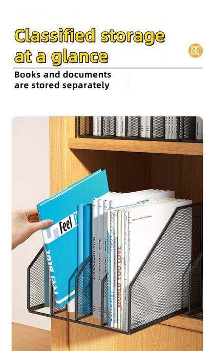 Metal File Rack Office Desk Shelf Standing Desktop File Folder File Box File Storage Box Data Rack Stationery Organizer File