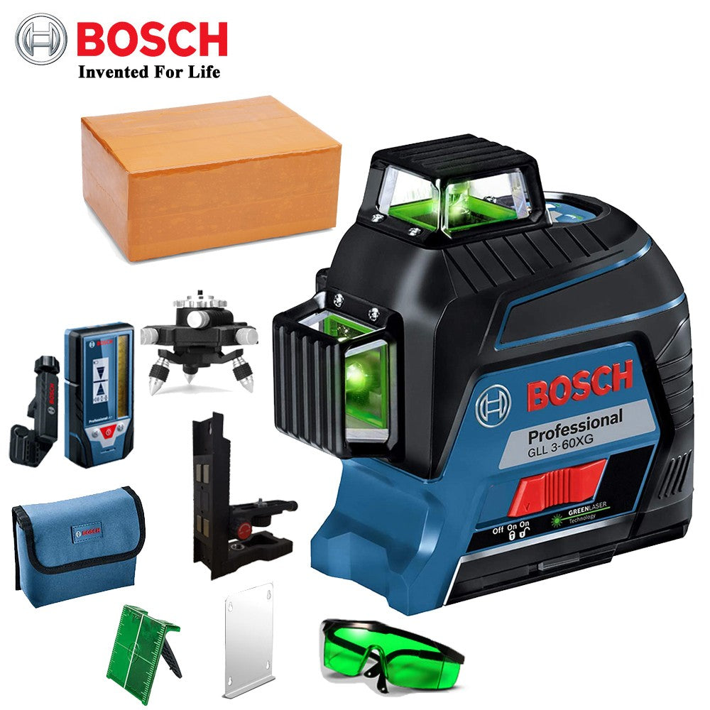 Nível a Laser Verde Bosch 12 Linhas 360 Nível a Laser GLL3-60XG Projeção de Linha de Marcação para Decoração Residencial Nível a Laser para Exterior