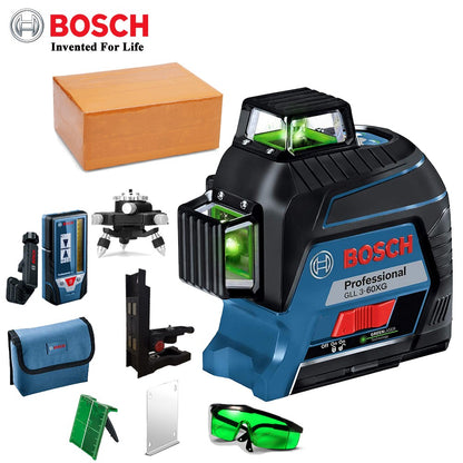 Nível a Laser Verde Bosch 12 Linhas 360 Nível a Laser GLL3-60XG Projeção de Linha de Marcação para Decoração Residencial Nível a Laser para Exterior