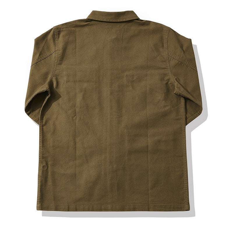 Autumn and Winter New OKONKWO Moleskin Heavyweight Retro French Workwear Jacket Multi Bag Men's Coats American Vintage