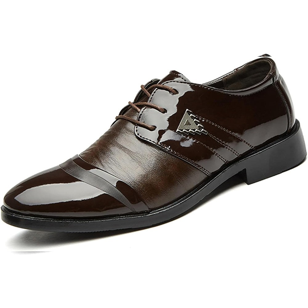 Mens Lace Up Dress Shoes Modern Formal Business Casual Office Suit Tuxedo Patent Leather Oxford Shoes
