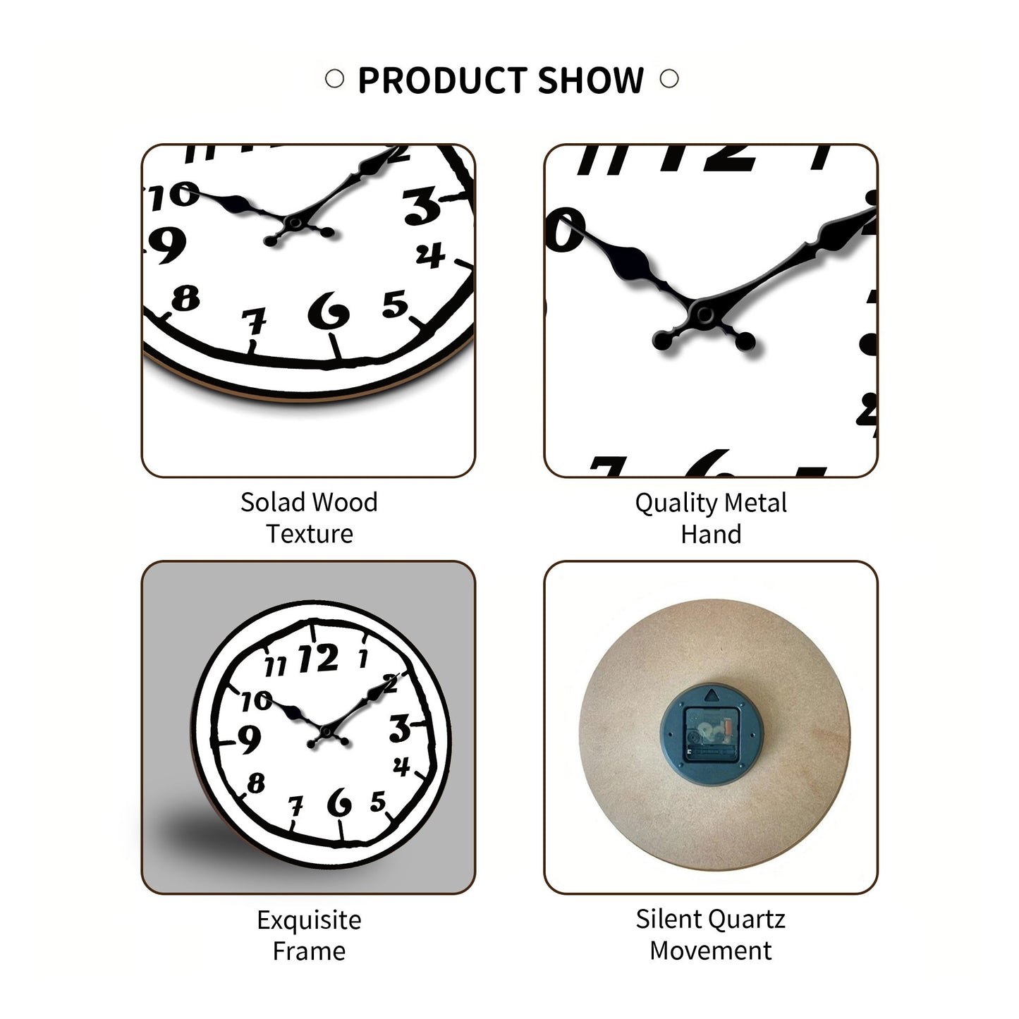 1pc wooden wall clock, modern simple Arabic art digital design wall clock, home mute clock, for living room bedroom, room decora