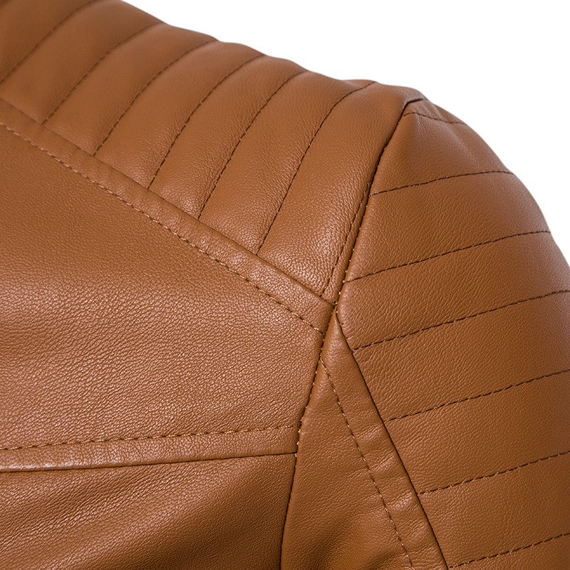 TRAF Leather Men's Youth Trend Autumn And Winter New Slim Korean Version Of Handsome Men's Autumn Coat Leather Jacket Men