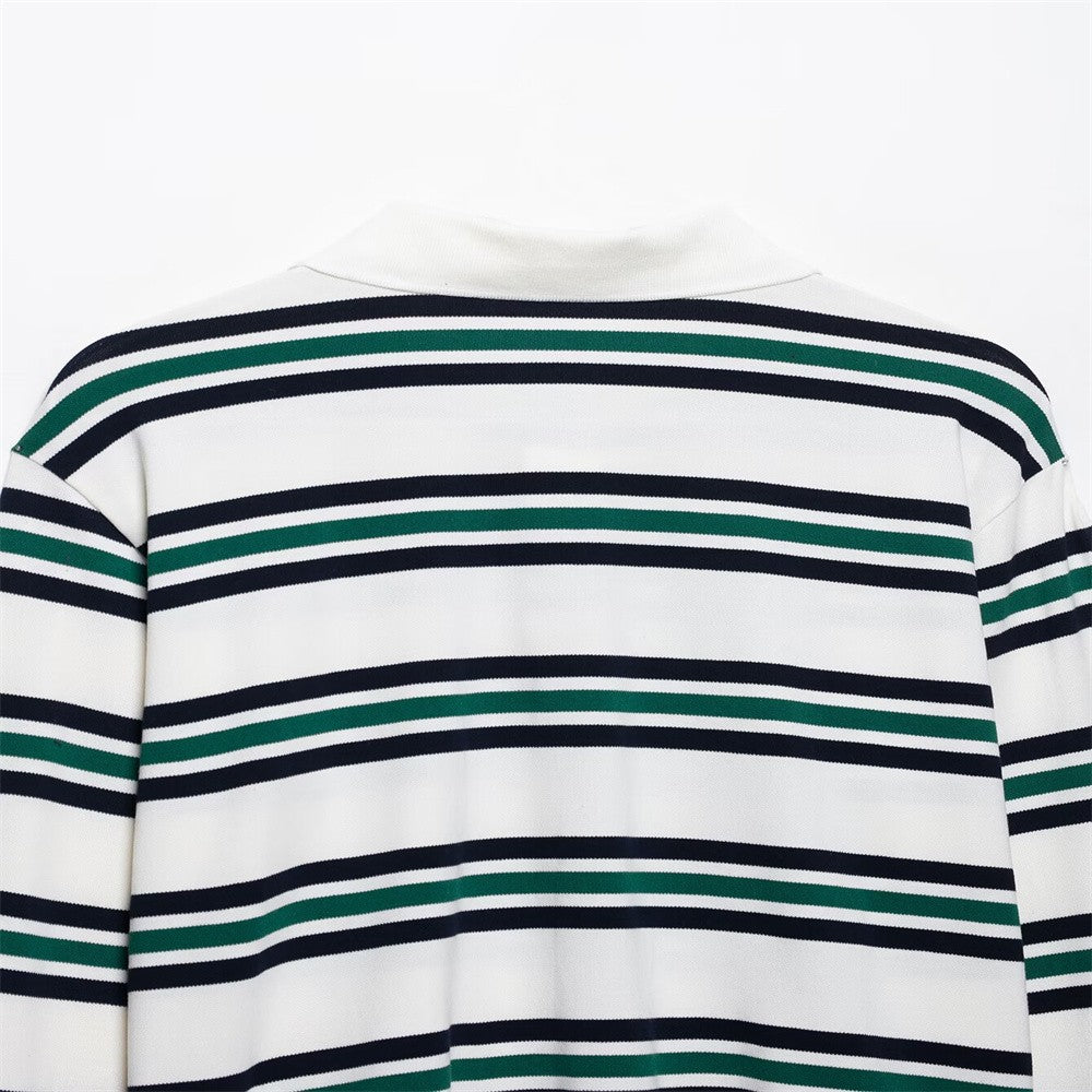 UNIZERA 2025 Women's Long - Sleeve Striped Polo - style Shirts in Burgundy and White with Contrasting Collars for a Casual Look