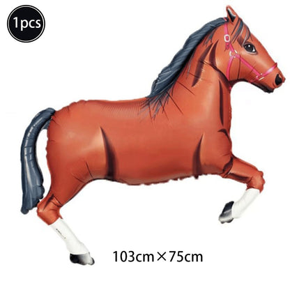 1pc Oversized Horse Balloon Cowboy Giant Horse Aluminum Film Balloon Farm Animal Horse Theme Birthday Party Decoration Kids Toys