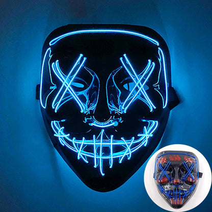 Scary Wireless Glowing LED Mask Halloween Party Supplies Neon Purge Mask Cosplay Luminous Face Masks Carnival Festival Props