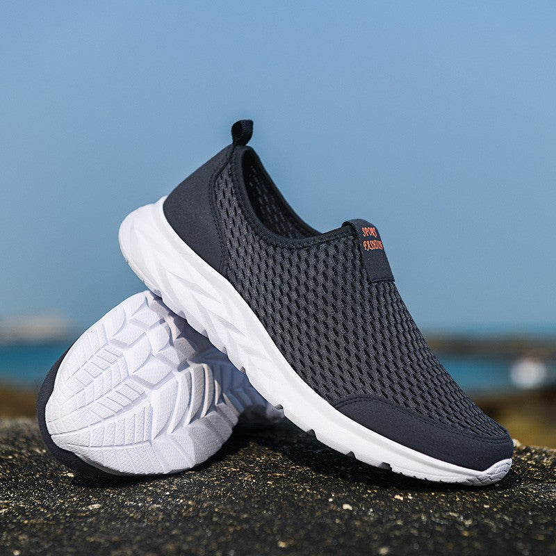 Tênis Masculino YRZL Respirável em Mesh, Casual, Antiderrapante para Uso Externo, Tamanho Grande, Loafer Leve para Caminhada, Calçado Masculino de Tênis