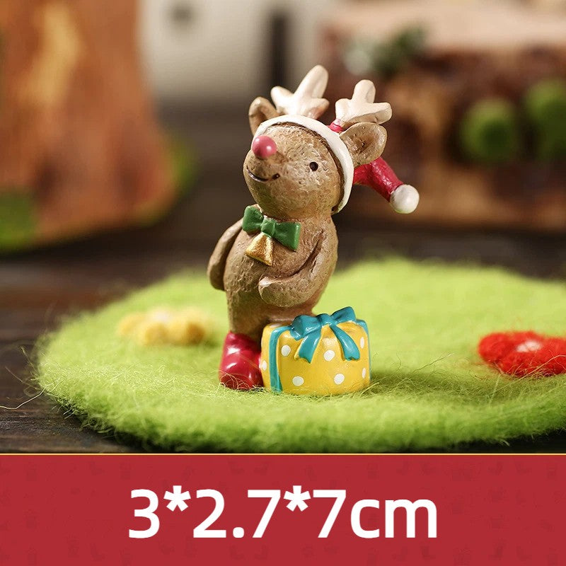 Christmas Cartoon Animal Ornaments Santa Claus Reindeer Resin Crafts Cartoon Christmas Series Crafts Home Desktop Decorations