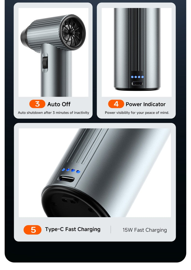 ADINKAM Upgraded Stepless High-Efficient Jet Fan Blower OEM-Style 500g Wind Pressure Super Power Car House PC Cleaning Tools