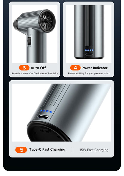 ADINKAM Upgraded Stepless High-Efficient Jet Fan Blower OEM-Style 500g Wind Pressure Super Power Car House PC Cleaning Tools