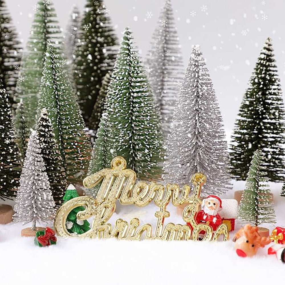Mini Christmas Trees Different Size Craft Artificial Wooden Base Mini Christmas Tree Xmas Home Party New Year 2025 Decoration