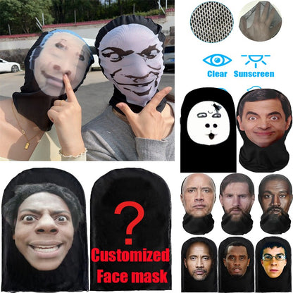 Customizable Masks Halloween 3D Mask Full Face Elastic Mesh Sunscreen Mask for Men Women Party Cosplay Headwear Cosplay Masks