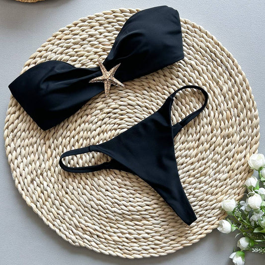 2025 Sexy Push Up Micro Bikini Women Swimsuit Female Swimwear Thong Bikinis Set Solid Brazilian Beach Wear Bathing Suit Biquini