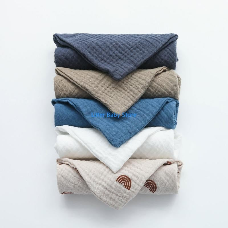 N80C 10Pcs Baby Square Towels Infants Wash Hand Face Towel Handkerchief Feeding Bib Burp Cloth Soft Crepe Muslin Saliva Towel