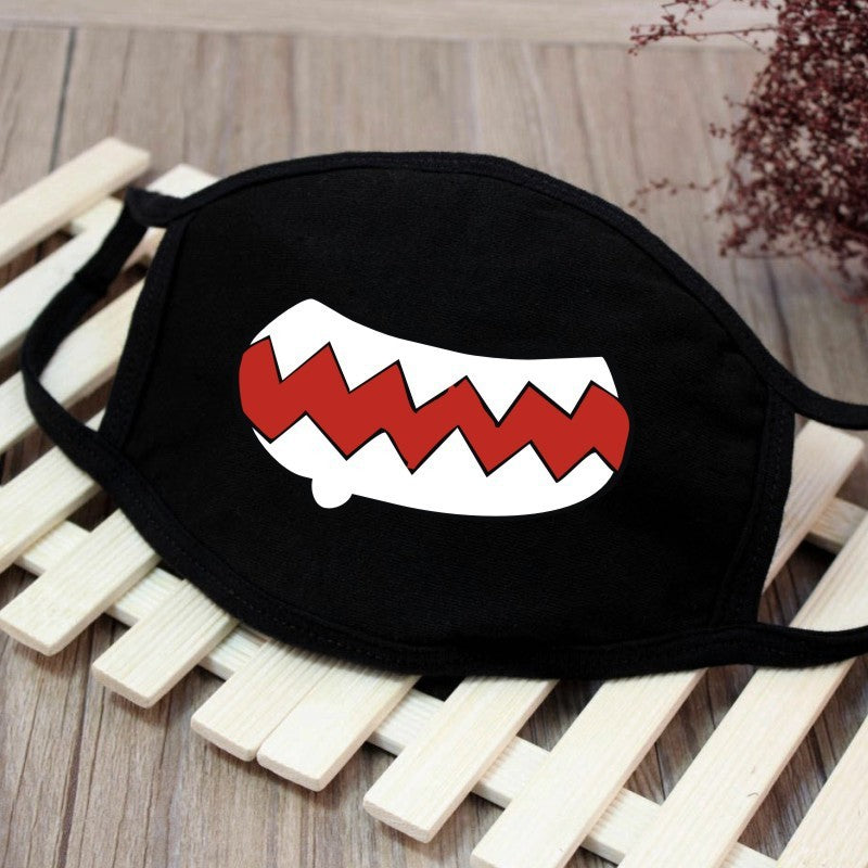 1PCS Black Mouth Mask Big Size Stop Air Pollution Home Cartoon Lovely Cotton Funny Teeth Masks Keep Warm Mouth Muffle Respirator