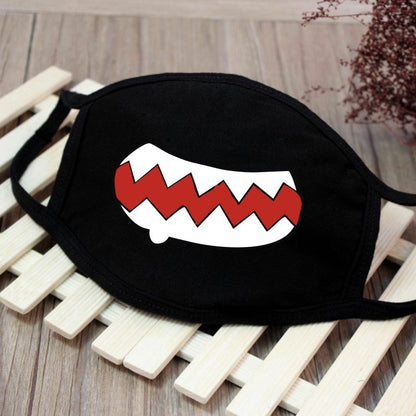 1PCS Black Mouth Mask Big Size Stop Air Pollution Home Cartoon Lovely Cotton Funny Teeth Masks Keep Warm Mouth Muffle Respirator