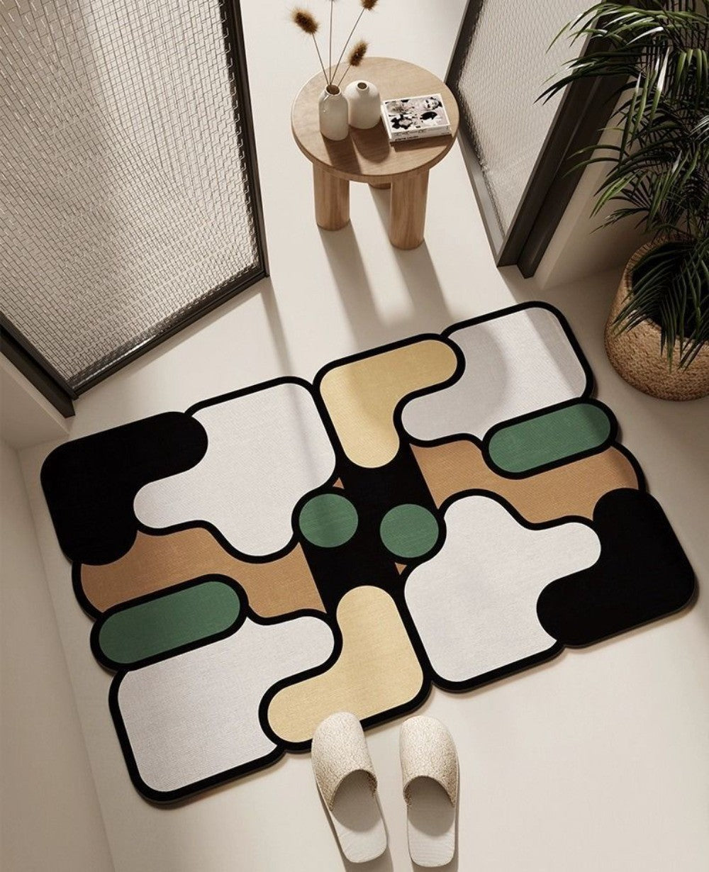 Diatomaceous Earth Bath Mat Fast Drying Absorbent Non Slip Floor Mat for Bathroom Toilet Easy Clean Home Decor Puzzle Design
