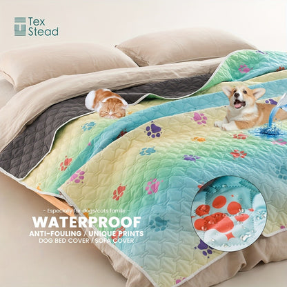 Capa para Cama de Cachorro Antivazamento, Trocador Reversível, Tapete Reutilizável para Acampamento (Crianças/Pets), Manta Lavável com Estampa de Patinhas de Cachorro