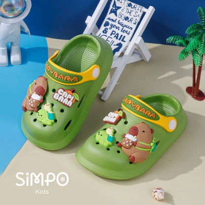 Summer Kids' Garden Clogs Shoes Boys & Girls Beach Sandal Kids Lightweight Breathable Cute Capybara Slip On Baby Slippers