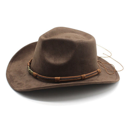 New Artificial Suede Cowboy Hats Big-edge Breathable Jazz Knight Hats Solid Color Party Cosplay Hat Spring