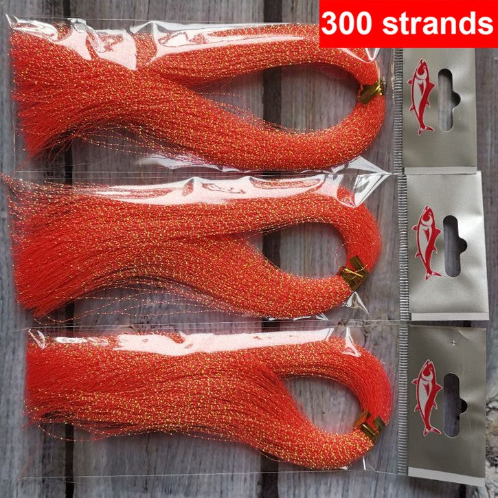 Pacote com 3 ou 10 unidades de 300 fios de tinsel torcido para iscas de pesca com mosca, linha de amarração, flash de cristal brilhante, material DIY