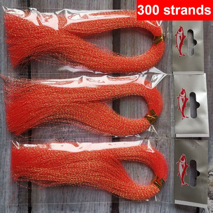 Pacote com 3 ou 10 unidades de 300 fios de tinsel torcido para iscas de pesca com mosca, linha de amarração, flash de cristal brilhante, material DIY
