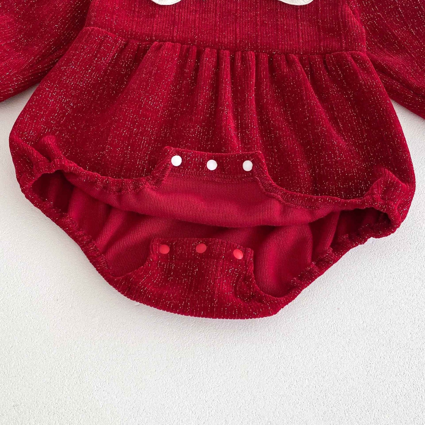 Newborn Christmas Red Clothes Autumn Kids Baby Girls Sweet Petal Collar Princess Rompers Infant New Baby Girls Rompers Clothes