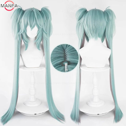 Miku Rascal Cosplay Wig 96cm Long Ponytails Wigs Heat Resistant Synthetic Hair Halloween Party Role Play Wigs+Wig Cap
