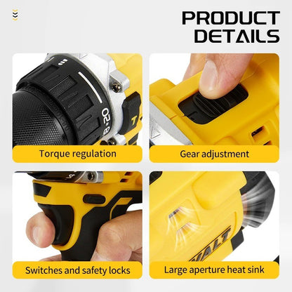100% Original DeWalt 20V Furadeira de Impacto a Bateria de Lítio Recarregável sem Escova Furadeira Multifuncional Furadeira Elétrica Dcd805.