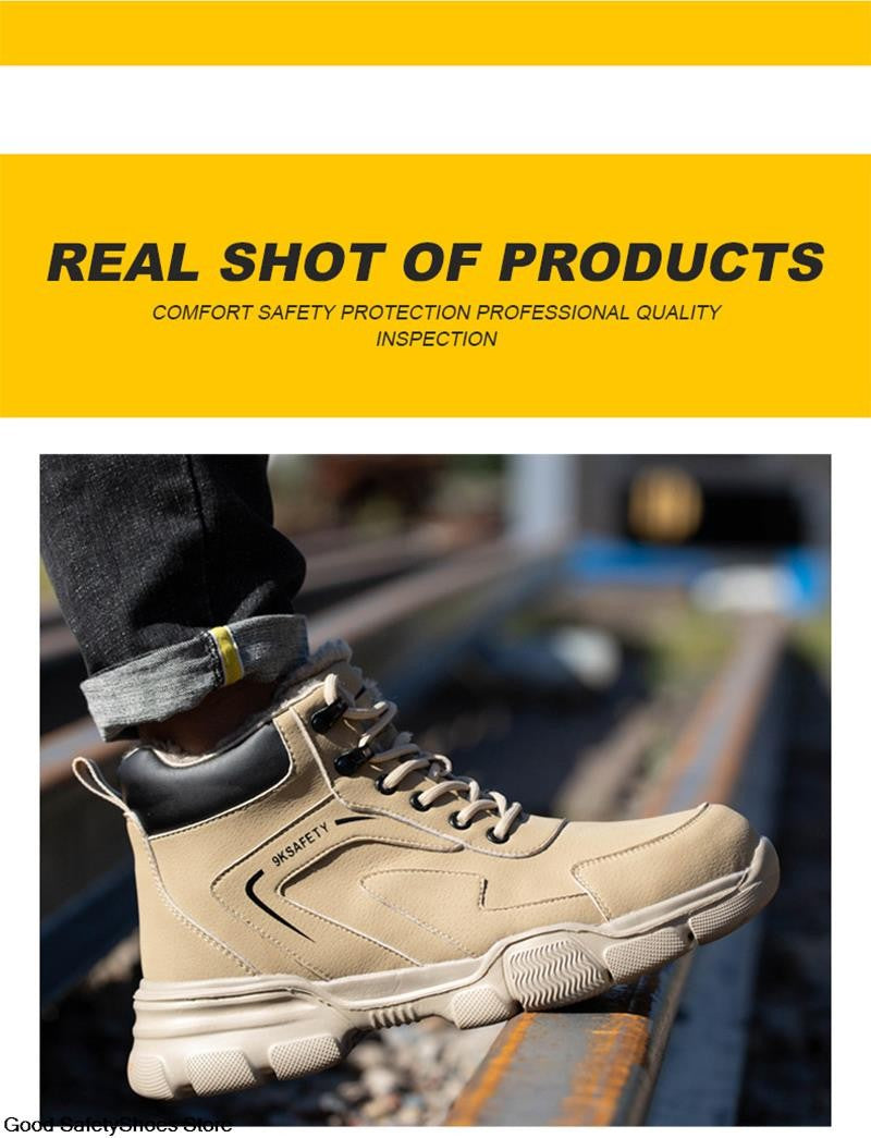 Botas de Segurança Masculinas com Biqueira de Aço Indestrutíveis para Construção Botas de Segurança à Prova de Perfurações Calçados de Trabalho Masculinos Protetores