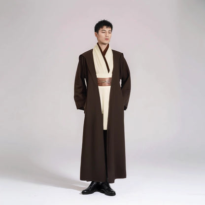 Halloween Jedi Cosplay Costume, Obi Wan Style Cosplay Robe, Retro Sci-Fi Stage Performance Costume