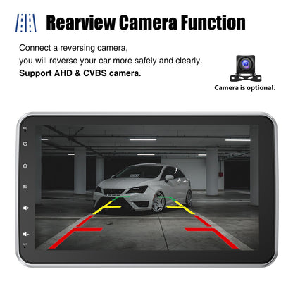 ESSGOO 10.1 Inch 4+64GB Rotatable IPS Touchscreen Single 1 DIN Car Stereo Wireless Apple Carplay Android Auto FM Bluetooth GPS