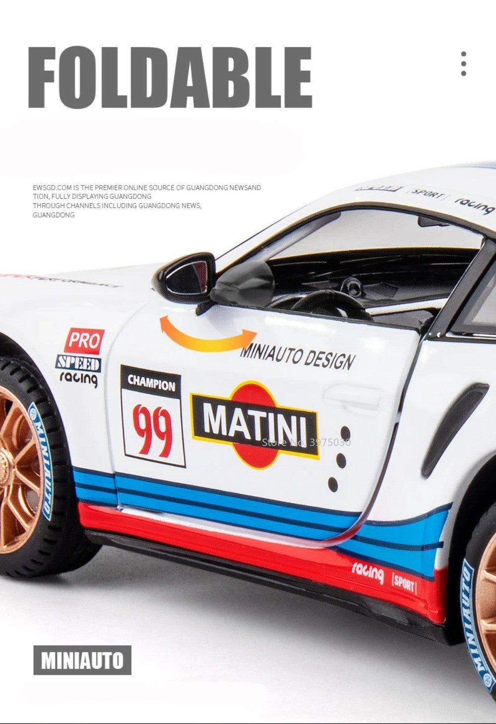 1:24 Alloy Porsche 911 GT3 RSR Sports Cars Diecast Miniature Models Toy with Sound Light Pull Back Vehicle Boys Collection Gifts