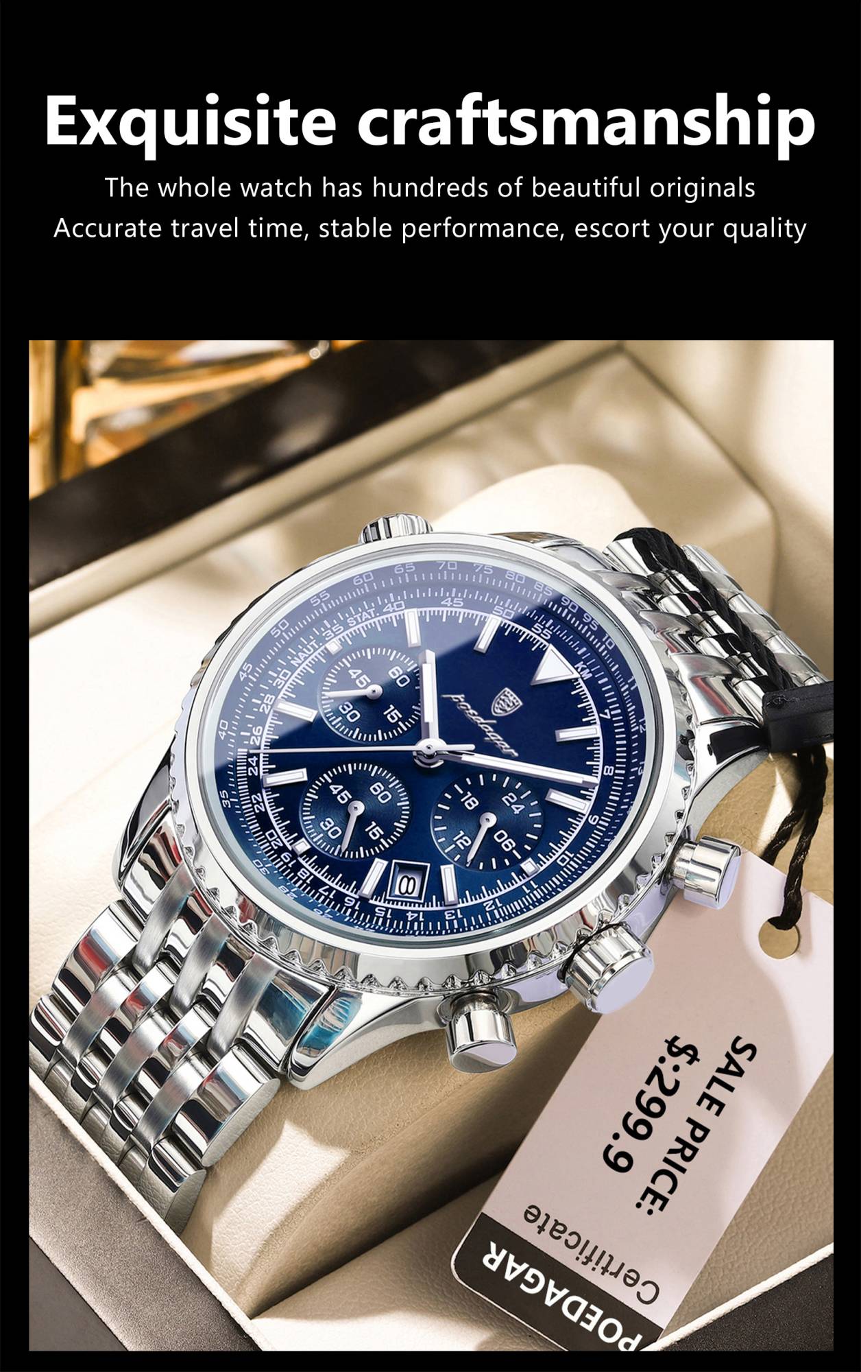 POEDAGAR Fashion Military Men's Watches Waterproof Luminous Date Chronograph Man Watch Stainless Steel Luxury Quartz Male Clock