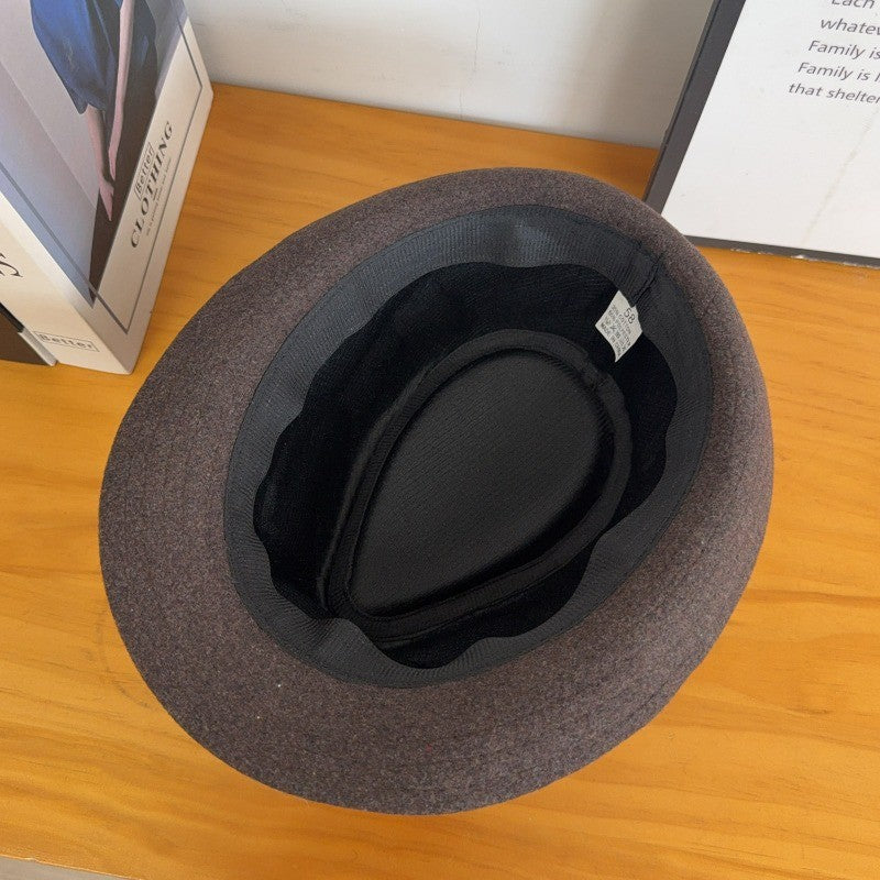 New Fashion Casual Topper for Men British Fashion Black Jazz Hat Wool Versatile Middle-aged Elderly Hat Elegent Trend Fedoras