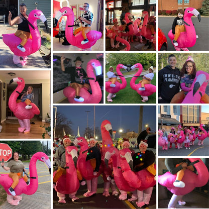 Flamingo Adult Inflatable Suit, Funny Party Costume, Halloween/Christmas/Themed Cosplay, Suitable for Heights of 150-190cm
